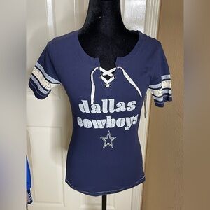 New Dallas Cowboys Women's Cowboys Her Style Lace-Up V-Neck Jersey - Navy XS‍﻿﻿﻿